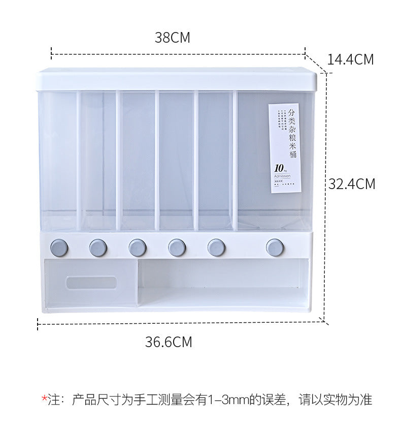 Household Japanese-style wall-mounted rice storage box moisture-proof and insect-proof sealed pull miscellaneous grain tank large capacity multi-compartment miscellaneous grain rice bucket