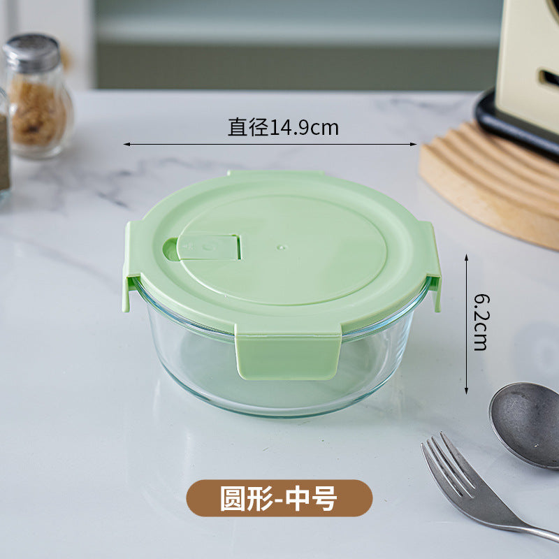 Glass lunch box can be put into the microwave student heating lunch box rectangular lunch box office worker fresh-keeping box household bowl