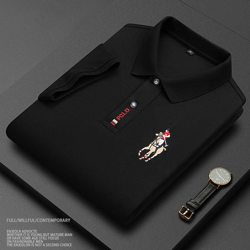 2023 hot style POLO shirt men's business short-sleeved T-shirt new men's lapel loose large size half-sleeved factory direct sales