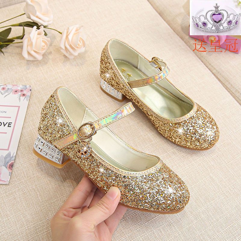 Princess shoes, crystal shoes, girls' flat-soled children's autumn shoes, little princess soft-soled shoes, host catwalk dress performance shoes
