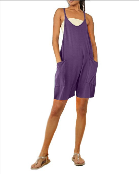 2024 European and American women's clothing Amazon size independent station hot-selling solid color zipper patch pocket suspender jumpsuit fat hip pants