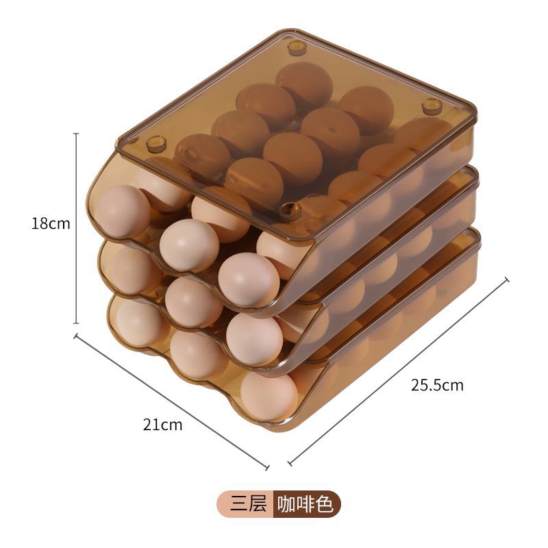 Egg carton automatic egg rolling slide design refrigerator storage box crisper anti-fall large multi-layer storage artifact
