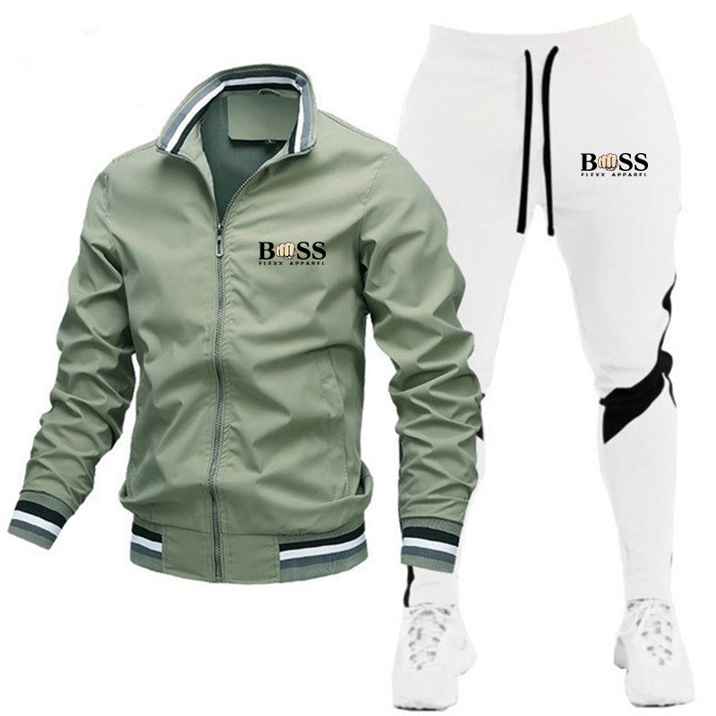 2022 new men's jacket suit casual suit splicing trousers bomber jacket high quality jacket suit