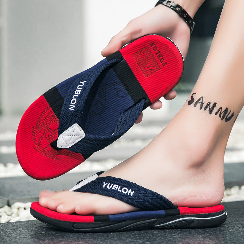 Men's slippers summer new lightweight sandals fashion flip flops casual beach shoes trendy student British flip flops