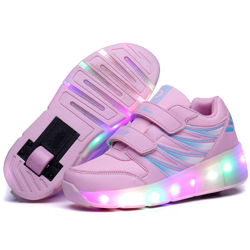 Cross-border special for Heelys shoes LED hair smooth roller shoes boys and girls student sports single and double wheels Amazon