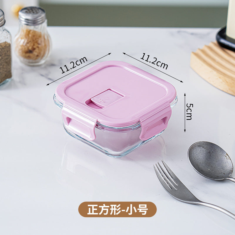 Glass lunch box can be put into the microwave student heating lunch box rectangular lunch box office worker fresh-keeping box household bowl