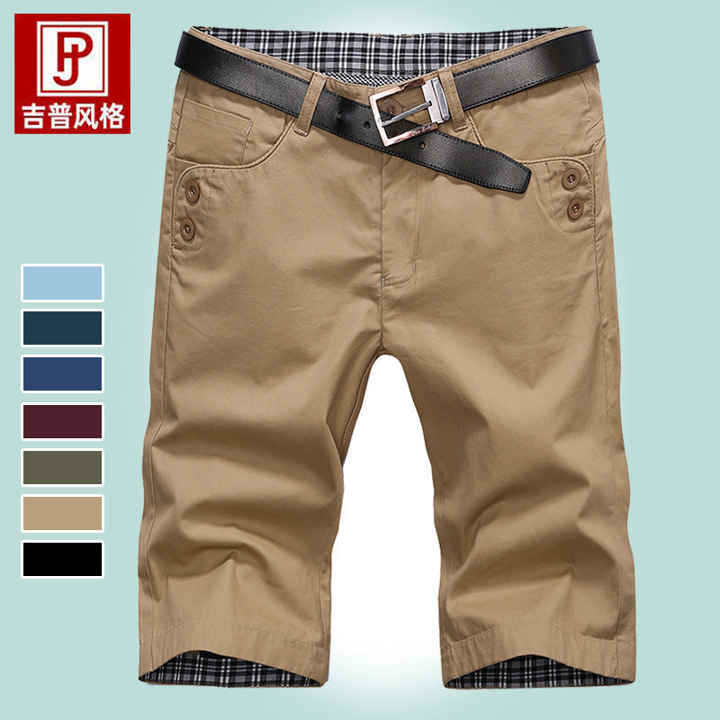 Summer cotton men's pants youth five-point pants straight pants men's casual pants outdoor beach shorts 1819