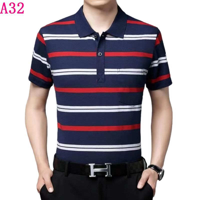 Real pocket summer men's short-sleeved T-shirt wholesale lapel loose middle-aged t-shirt casual trend dad outfit