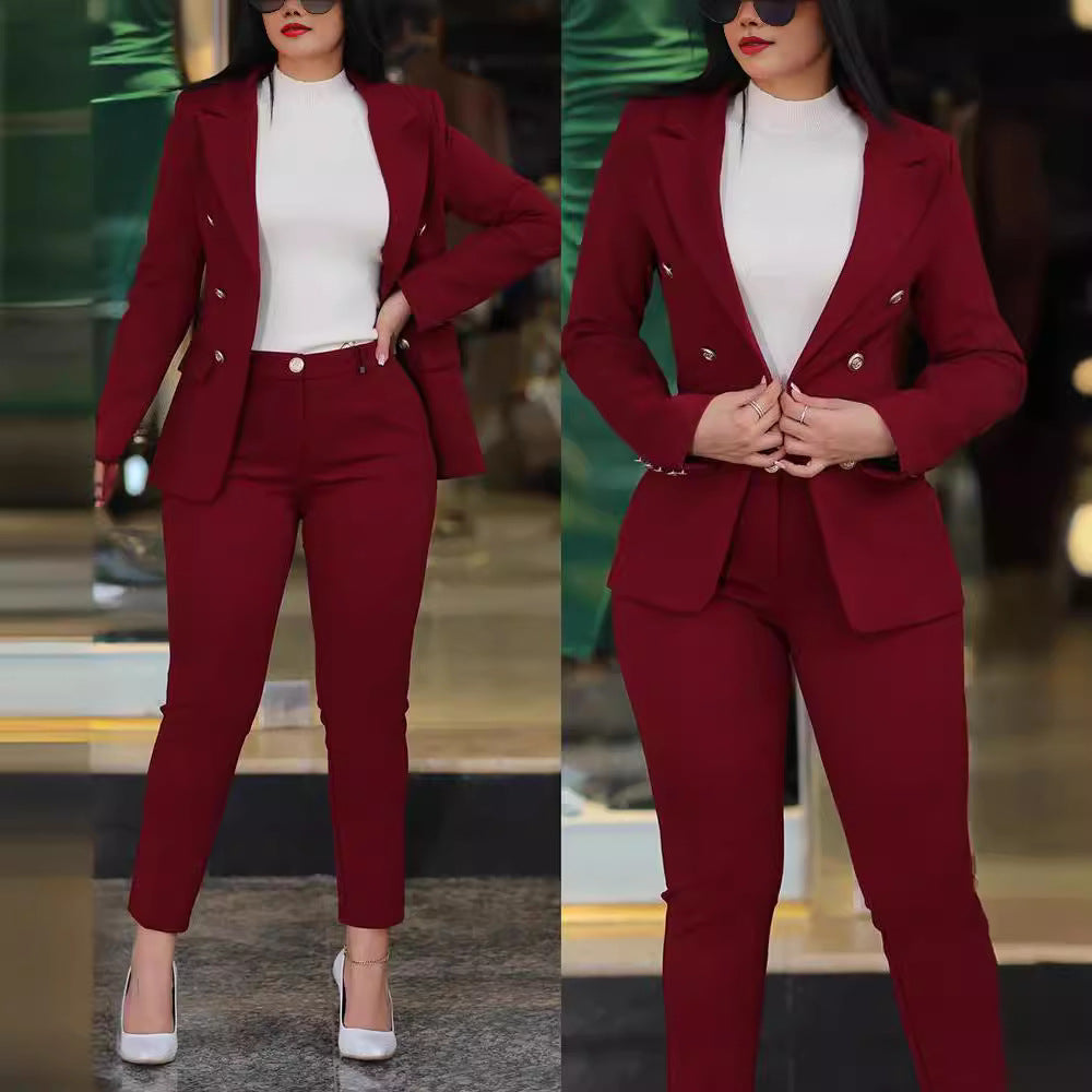 2023 Amazon Independent Station New Fashion Casual Professional Wear Women's Suit Set
