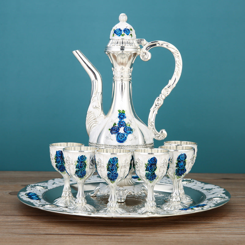 European-style wine jug home creative wedding wine jug retro light luxury white wine glass set Russian ethnic style decoration