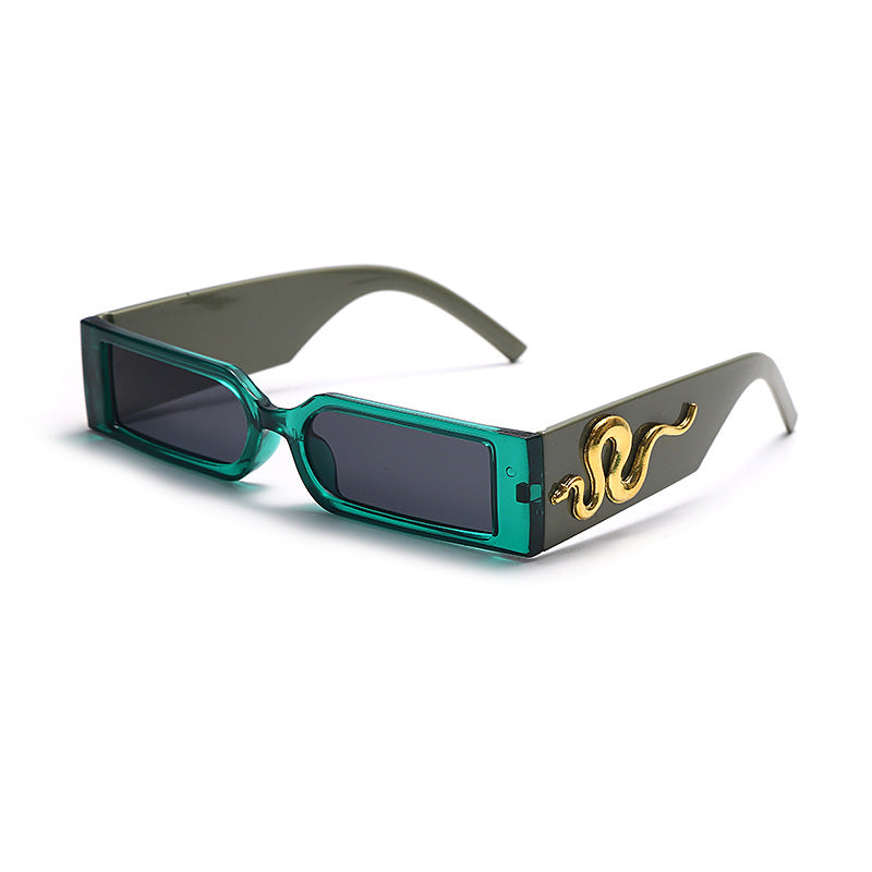 New small frame hip-hop diamond-encrusted snake sunglasses retro trend personality square wide-leg sunglasses