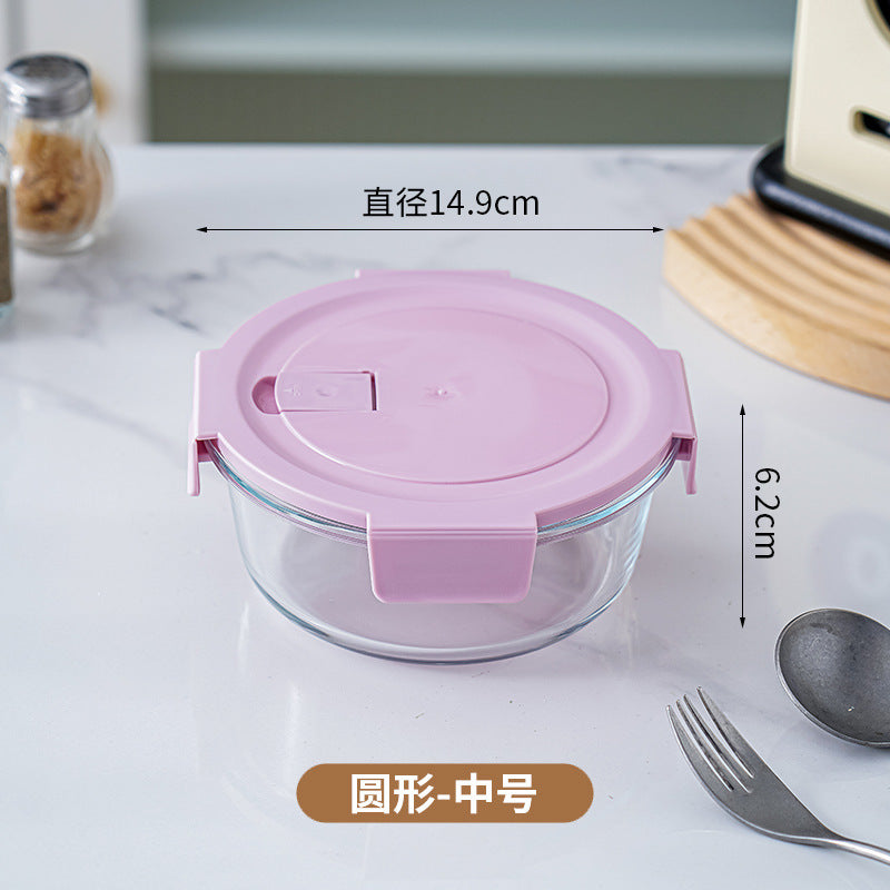 Glass lunch box can be put into the microwave student heating lunch box rectangular lunch box office worker fresh-keeping box household bowl