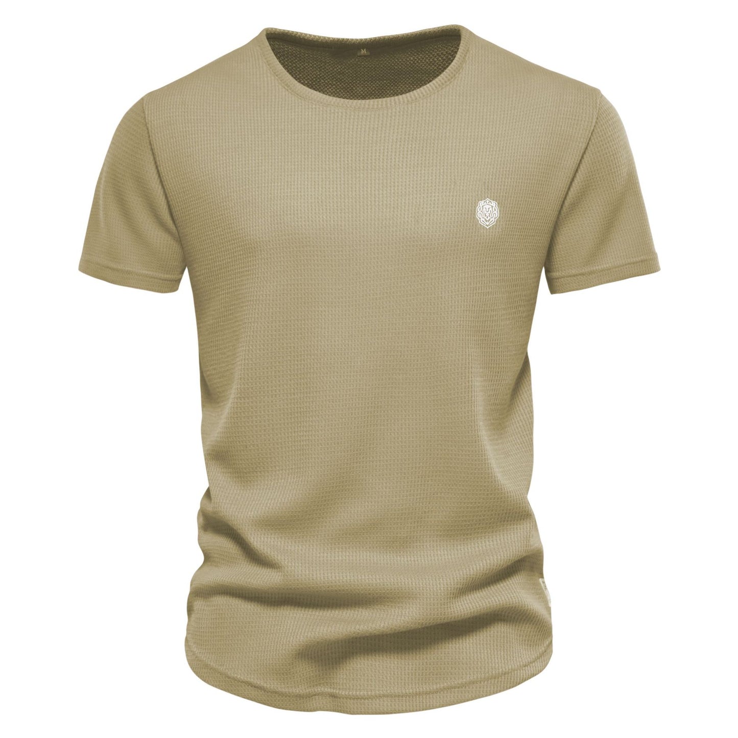 2023 Spring New Casual Embroidered T-shirt Men's Round Neck Solid Color Sports Basic Base Shirt Men's Tops