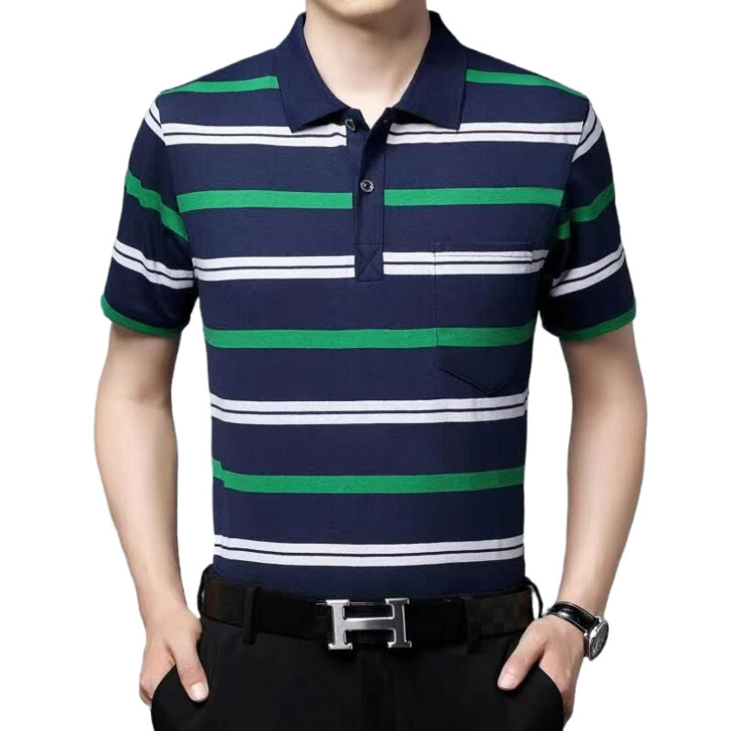 Real pocket summer men's short-sleeved T-shirt wholesale lapel loose middle-aged t-shirt casual trend dad outfit