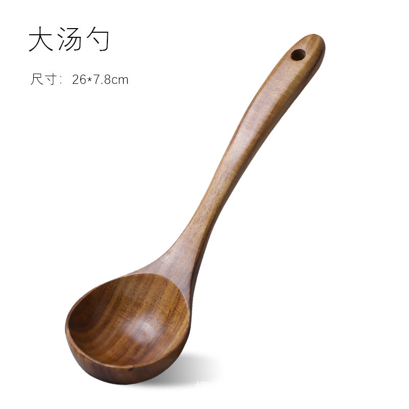 Cross-border acacia wood Amazon wooden shovel cooking shovel filter shovel wooden soup spoon colander wooden rice spoon noodle spoon set