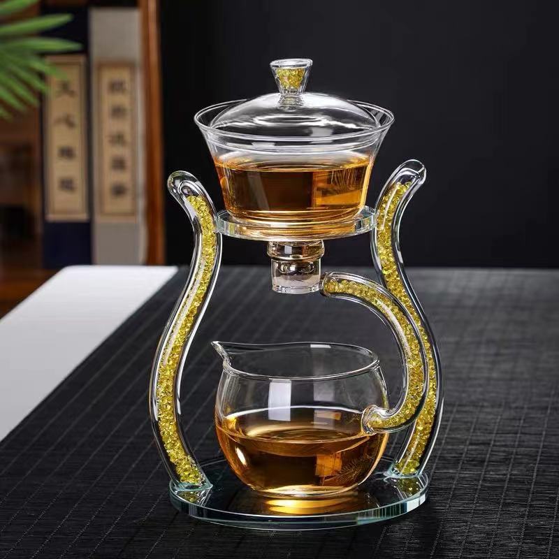 Semi-automatic glass tea set set lazy tea set lazy tea maker office glass all-in-one tea maker