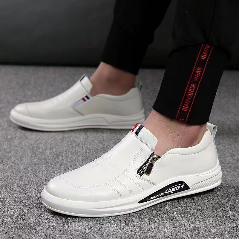 2023 new men's casual leather shoes fashion all-match inner heightened white shoes cover feet spring and summer British men's cross-border Doudou shoes