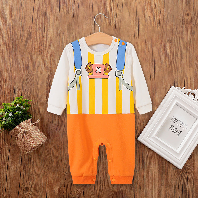 Baby Spring and Autumn Clothing Cotton Long Sleeve Harness Category A Outerwear Animation Themed Newborn Onesie Romper