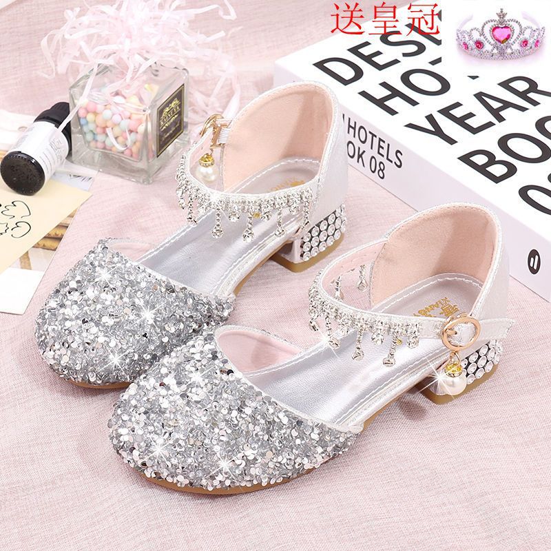 Princess shoes, crystal shoes, girls' flat-soled children's autumn shoes, little princess soft-soled shoes, host catwalk dress performance shoes
