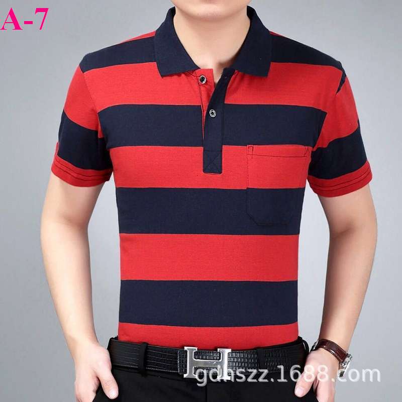 Real pocket summer men's short-sleeved T-shirt wholesale lapel loose middle-aged t-shirt casual trend dad outfit
