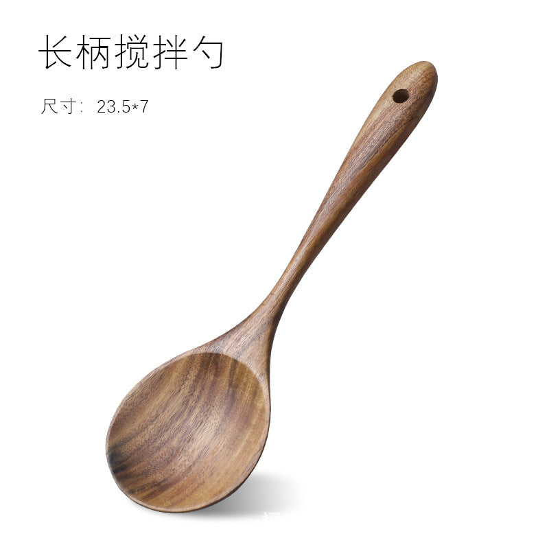 Cross-border acacia wood Amazon wooden shovel cooking shovel filter shovel wooden soup spoon colander wooden rice spoon noodle spoon set