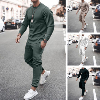 2021 Summer Cross-border European and American Independent Station Long Sleeve Casual Suit Two-piece Men's Trendy Multicolor