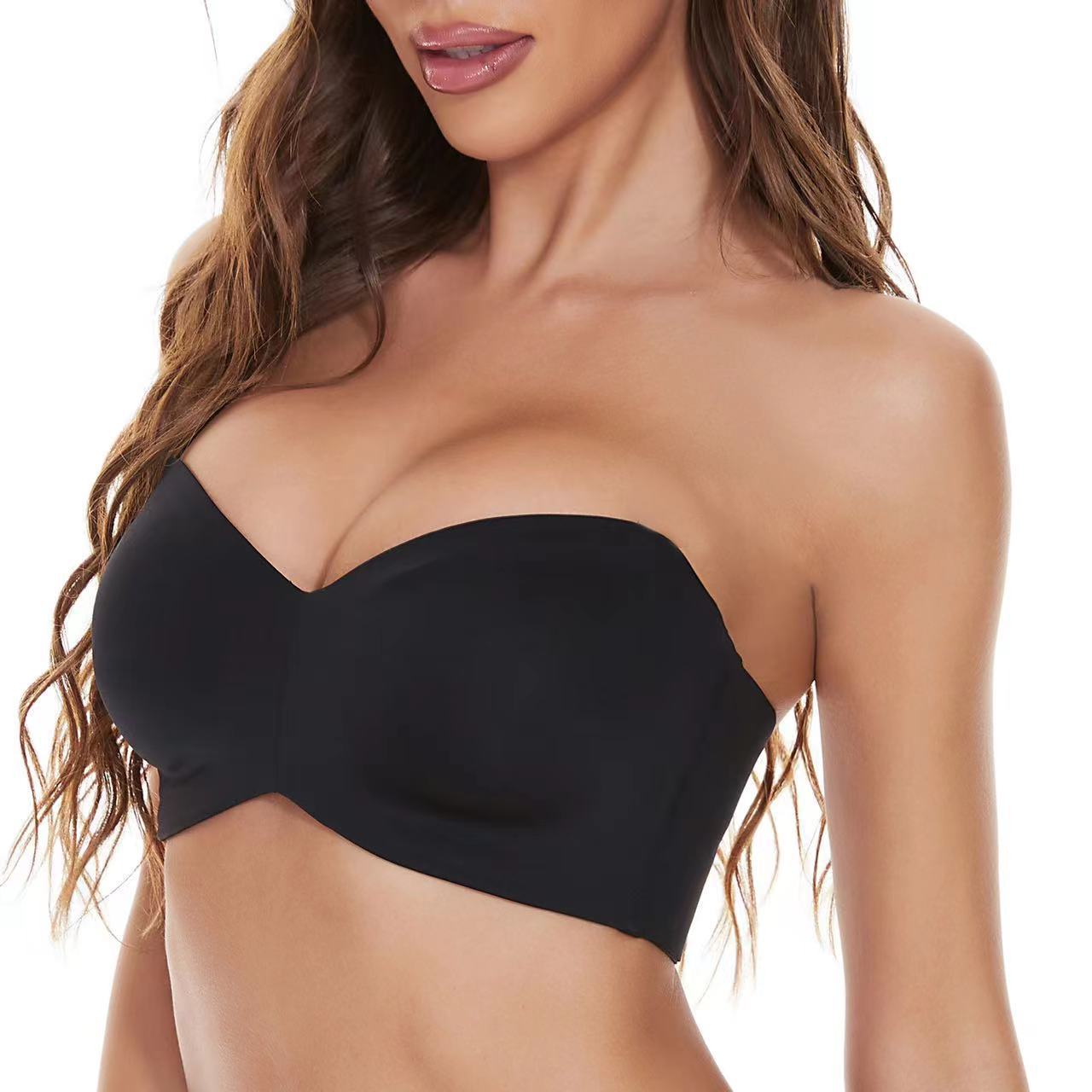 Cross-border popular independent station non-slip strapless underwear push-up big breasts seamless invisible bra anti-exposure tube top for women