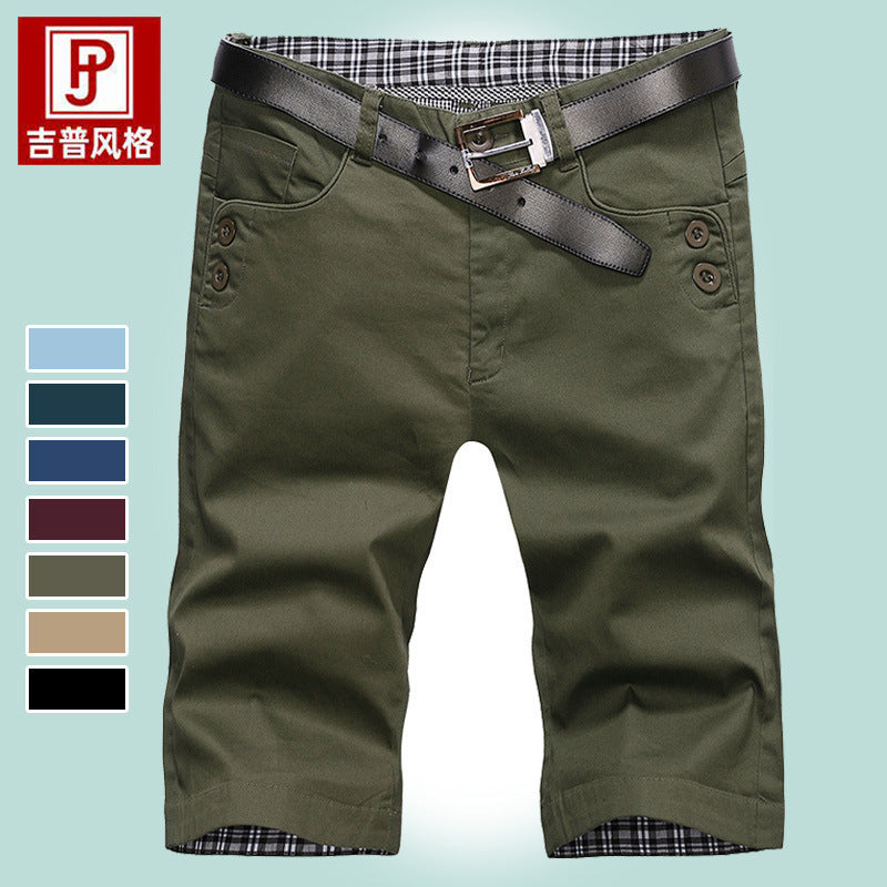Summer cotton men's pants youth five-point pants straight pants men's casual pants outdoor beach shorts 1819