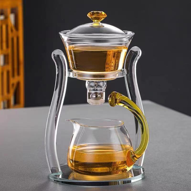 Semi-automatic glass tea set set lazy tea set lazy tea maker office glass all-in-one tea maker