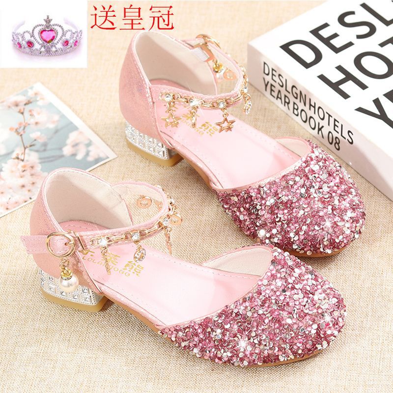 Princess shoes, crystal shoes, girls' flat-soled children's autumn shoes, little princess soft-soled shoes, host catwalk dress performance shoes
