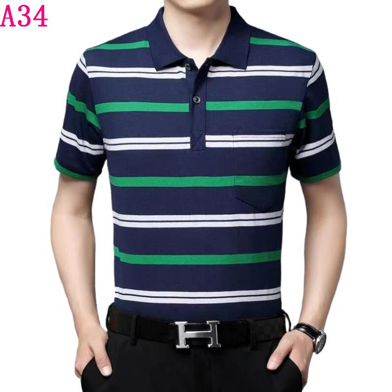 Real pocket summer men's short-sleeved T-shirt wholesale lapel loose middle-aged t-shirt casual trend dad outfit