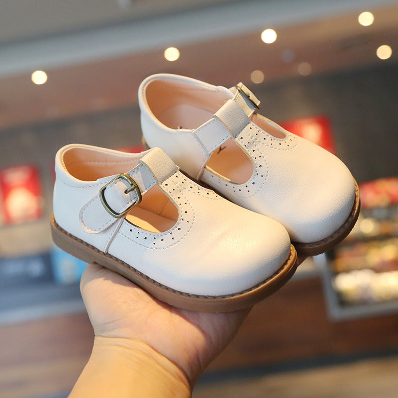 British style children's retro leather shoes, boys' Velcro shoes, 2022 spring new girls' princess shoes, children's shoes