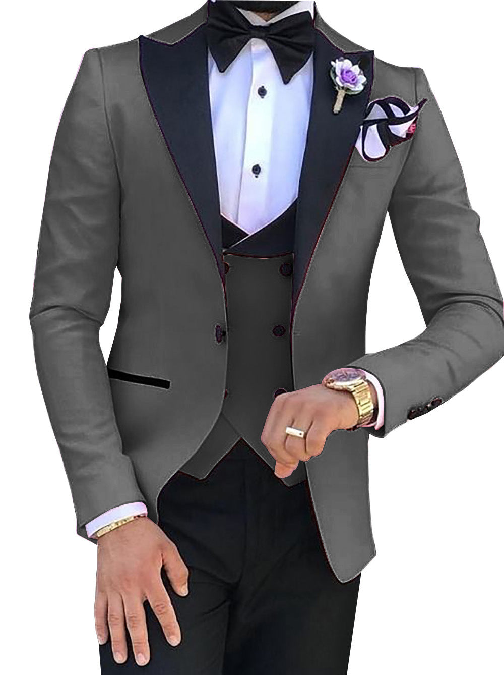 Cross-border Explosive Men's Suit Three-piece Suit Gun Barge Collar Wedding Suit Men's Suit One Drop Shipping Factory
