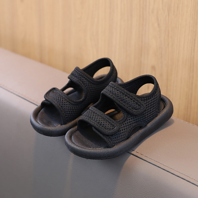 Korean children's sandals 2025 summer girls beach shoes baby soft bottom non-slip boys adjustable leisure sports trend