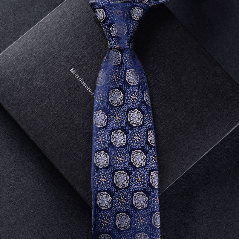 Necktie business tie silk hand tie men's fashion retro business casual professional dress 8CM boxed