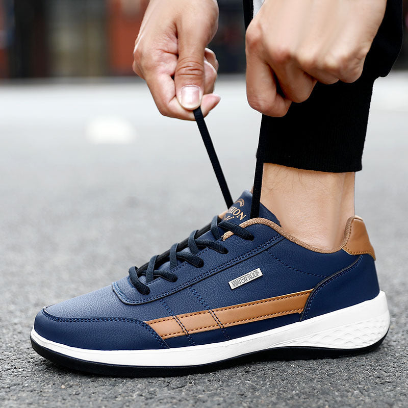 New cross-border large size lightweight casual shoes trendy fashion leather waterproof and deodorant sneakers sports men's shoes