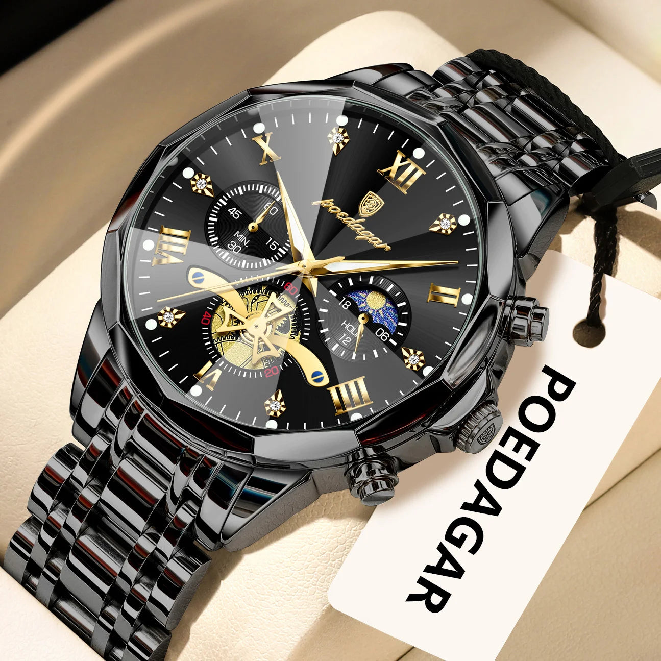 Original Luxury Men's Watch Waterproof Luminous Chronograph Men Wristwatch Stainless Steel Quartz Watches For Man Reloj