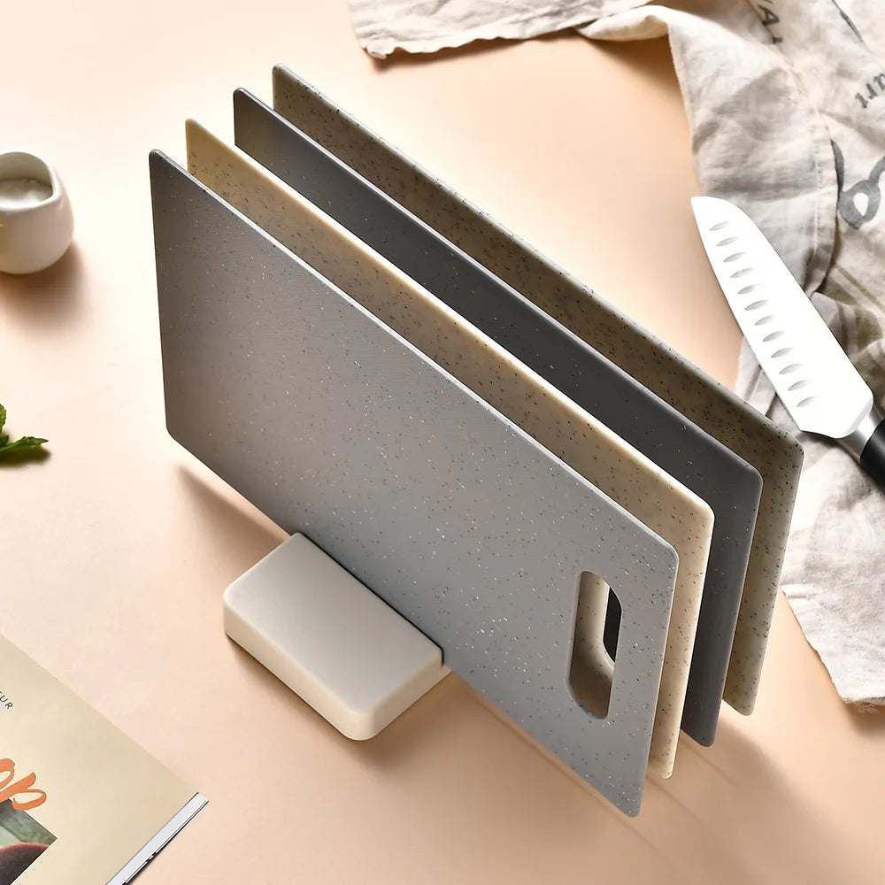 4 Pc Cutting Board Chopping Block Set With Stand Holder Storage