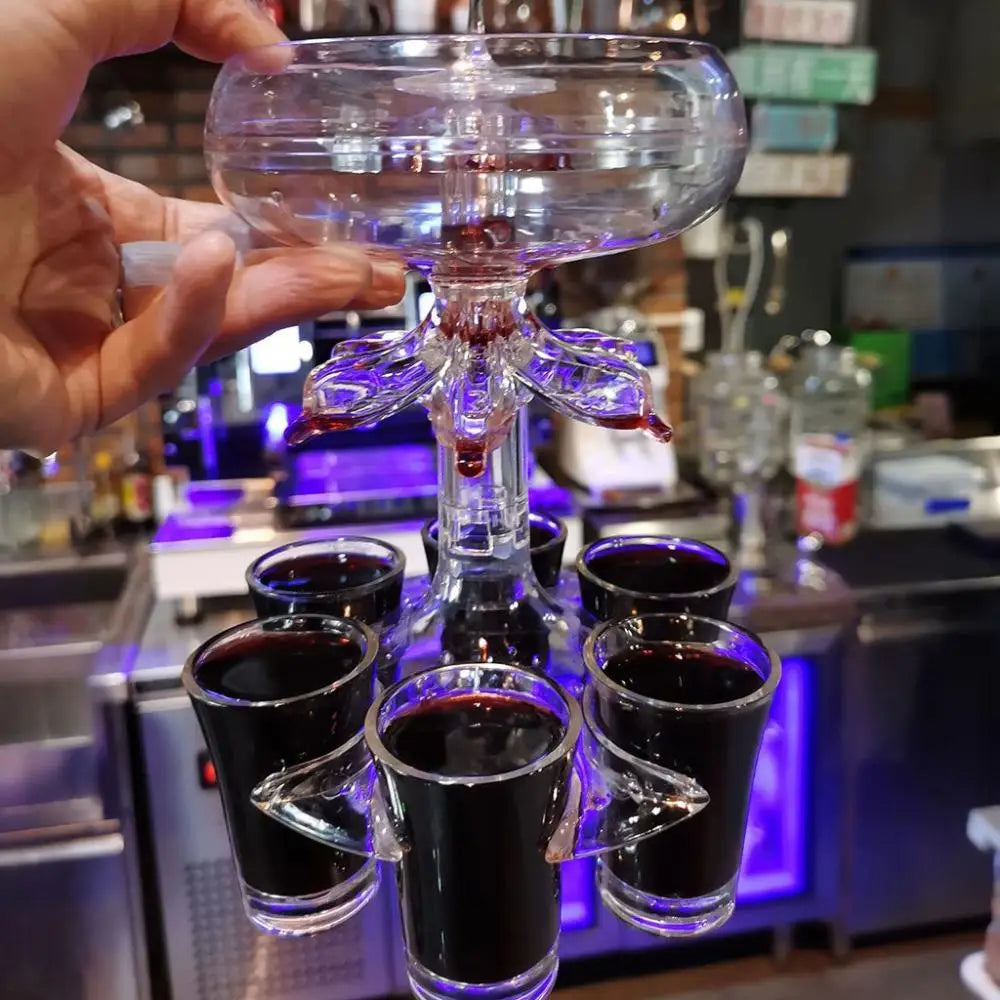 Wine Dispenser With 6 Shot Glasses
