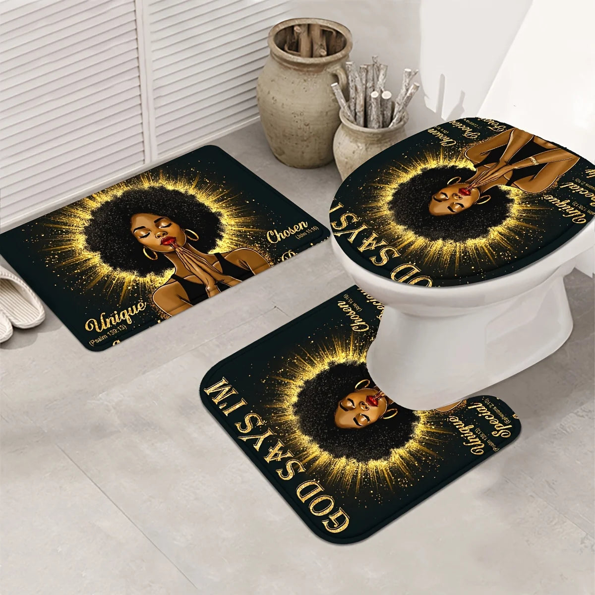 African Girl Prayer 4-Piece Bathroom Set