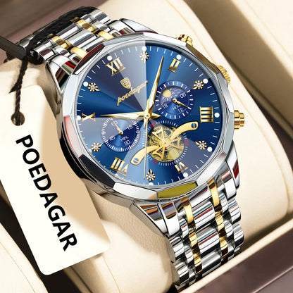 Original Luxury Men's Watch Waterproof Luminous Chronograph Men Wristwatch Stainless Steel Quartz Watches For Man Reloj