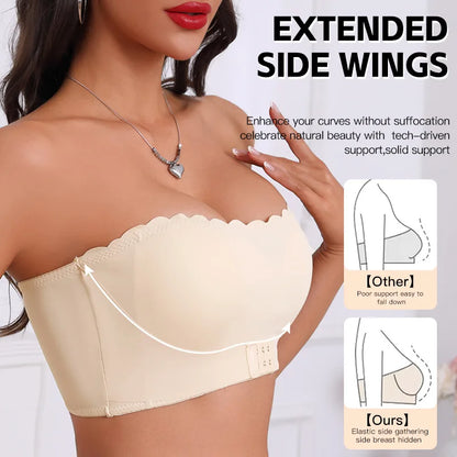 Women's Strapless Front Closure Wireless Bra