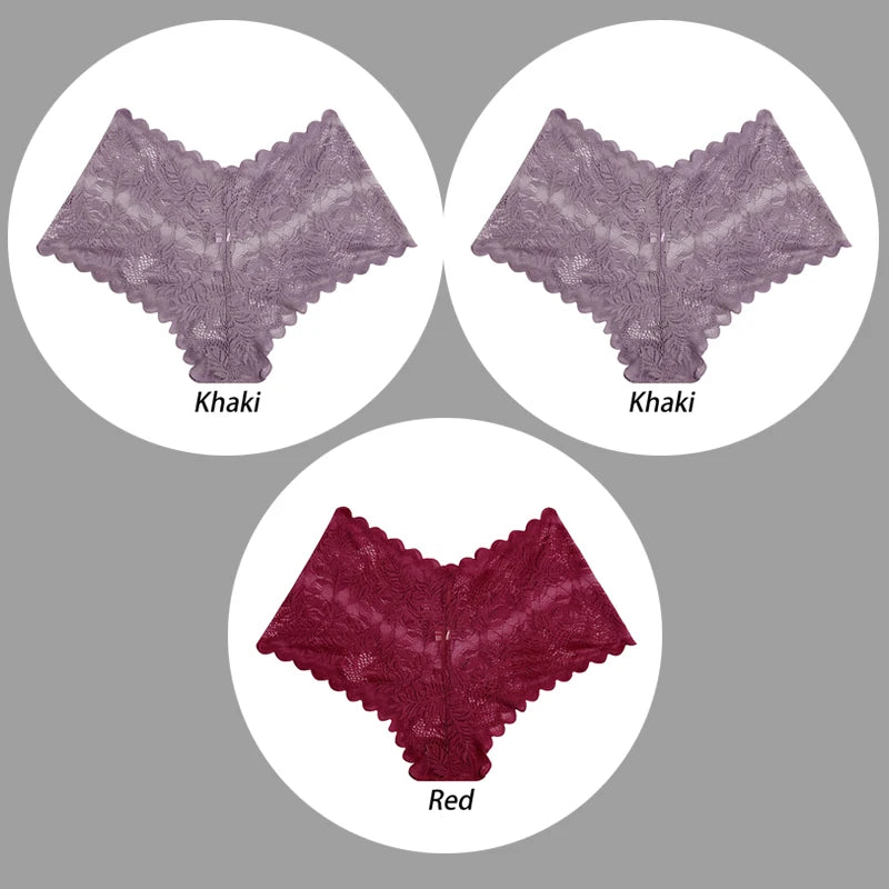 3PCS Underwear Sexy Lace Women Panties