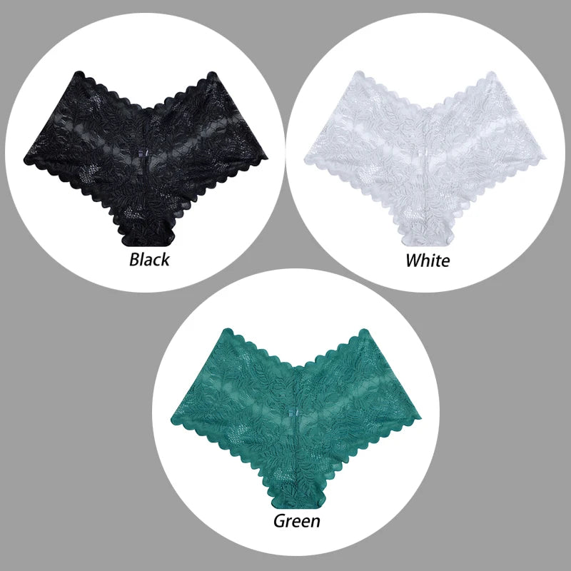 3PCS Underwear Sexy Lace Women Panties