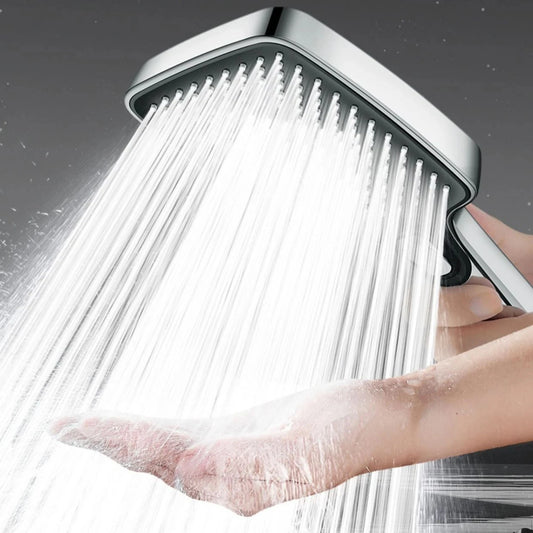 Large Flow Shower Head Black 4 Modes Square Water Saving Spray Nozzle