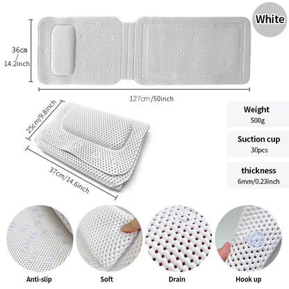 Extra Long Bathtub Mat With Pillow Soft PVC Massage