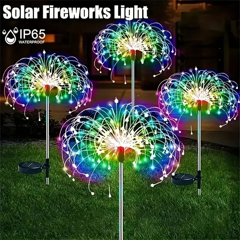 200 LEDs Solar Fireworks Lights Waterproof 8 Lighting Modes With Remote