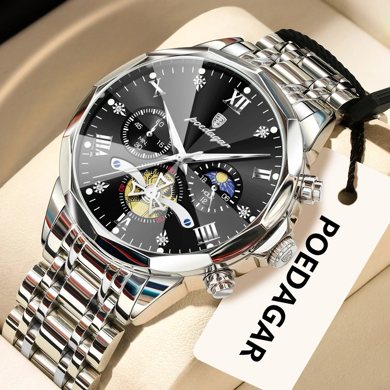 Original Luxury Men's Watch Waterproof Luminous Chronograph Men Wristwatch Stainless Steel Quartz Watches For Man Reloj