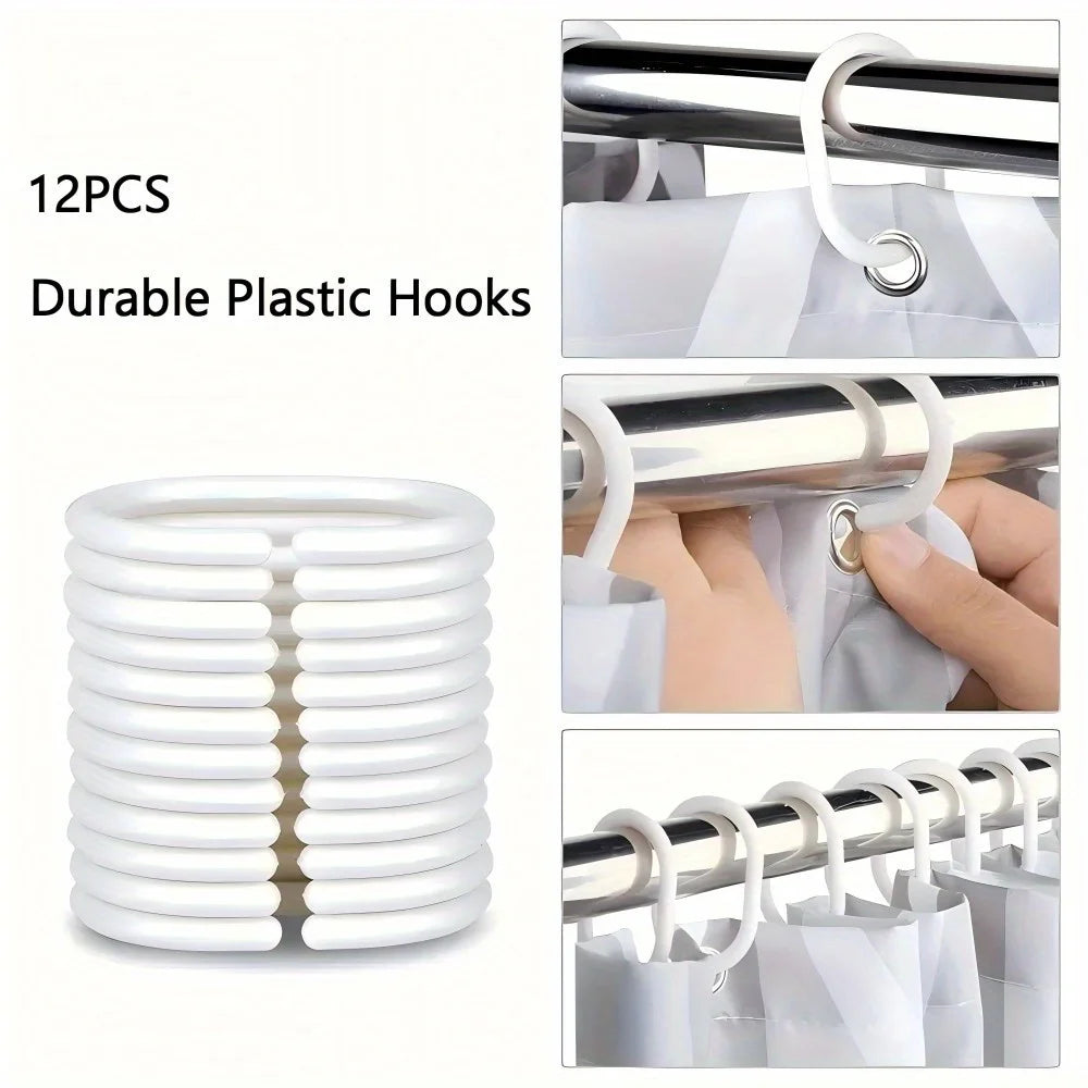 3/4 Piece Digital Printed Polyester Shower Curtain Set