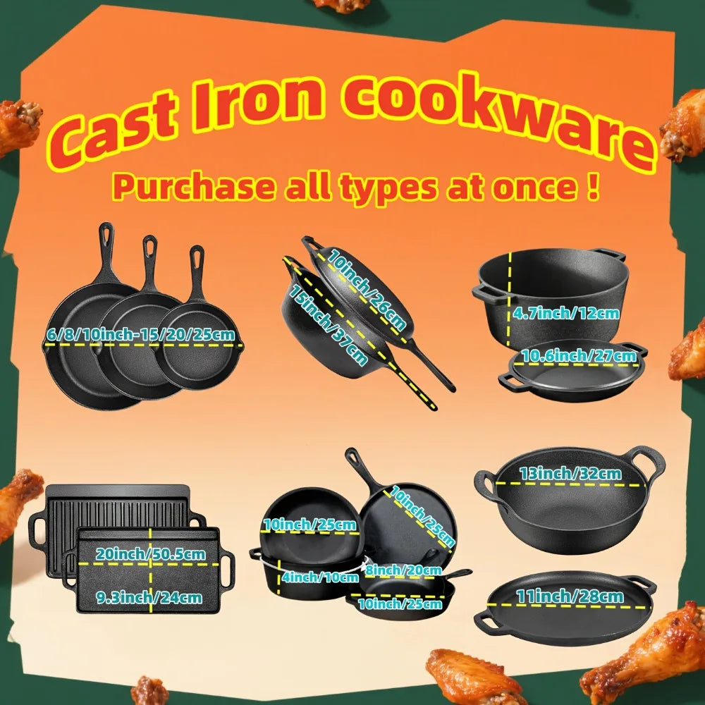 3 Pc Cast Iron Skillet Set
